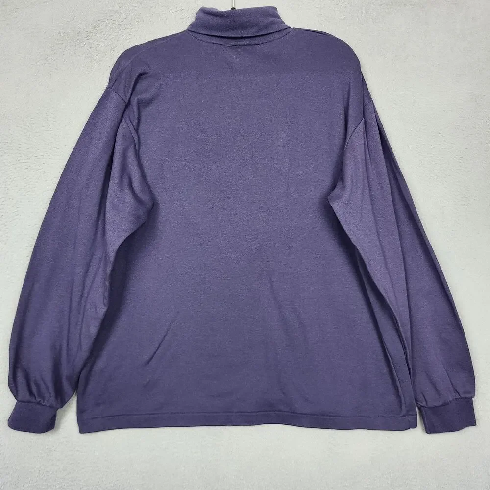 Paul Fredrick Sweater Mens XL Purple Cotton Turtleneck Knit Pullover Made USA